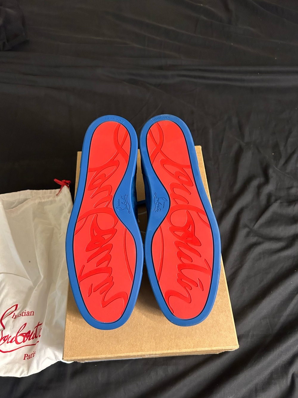 Christian Louboutin Men’s Royal Blue Spiked Suede Sneakers